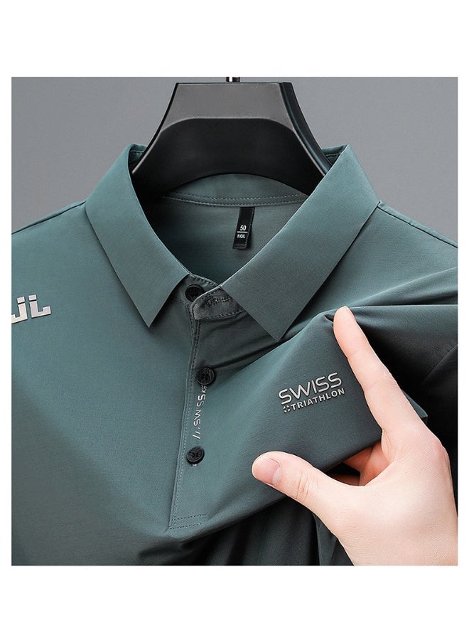 SWISS Men's Business Casual Short Sleeved Shirt Polo Shirt Fashionable Breathable Comfortable Versatile Top - Image 1