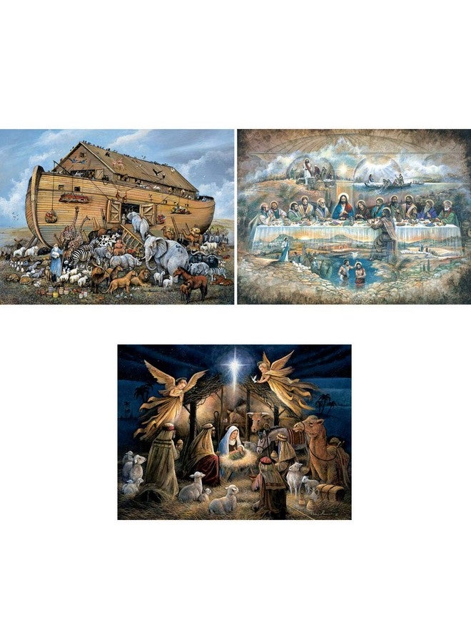 Bits and Pieces Value Set Of Three 300 Piece Jigsaw Puzzles For Adults Large Piece 300 Pc Christian Jigsaws By Artist Ruane Manning 18” X 24” - Image 3