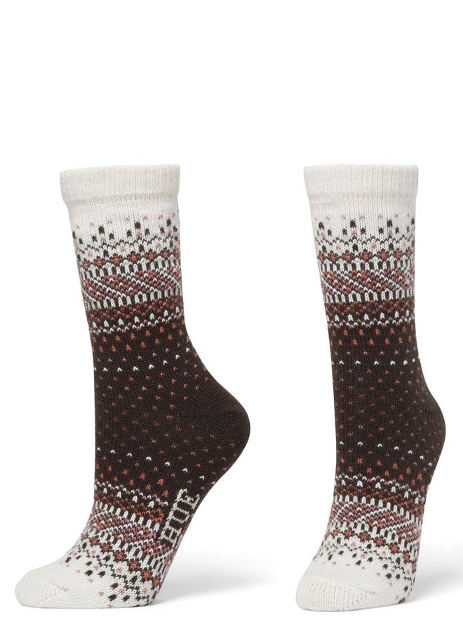 HUE Women's Crew Length Boot Socks, 2 Pair Pack, Brown Ombre Fair Isle, One size - Image 3
