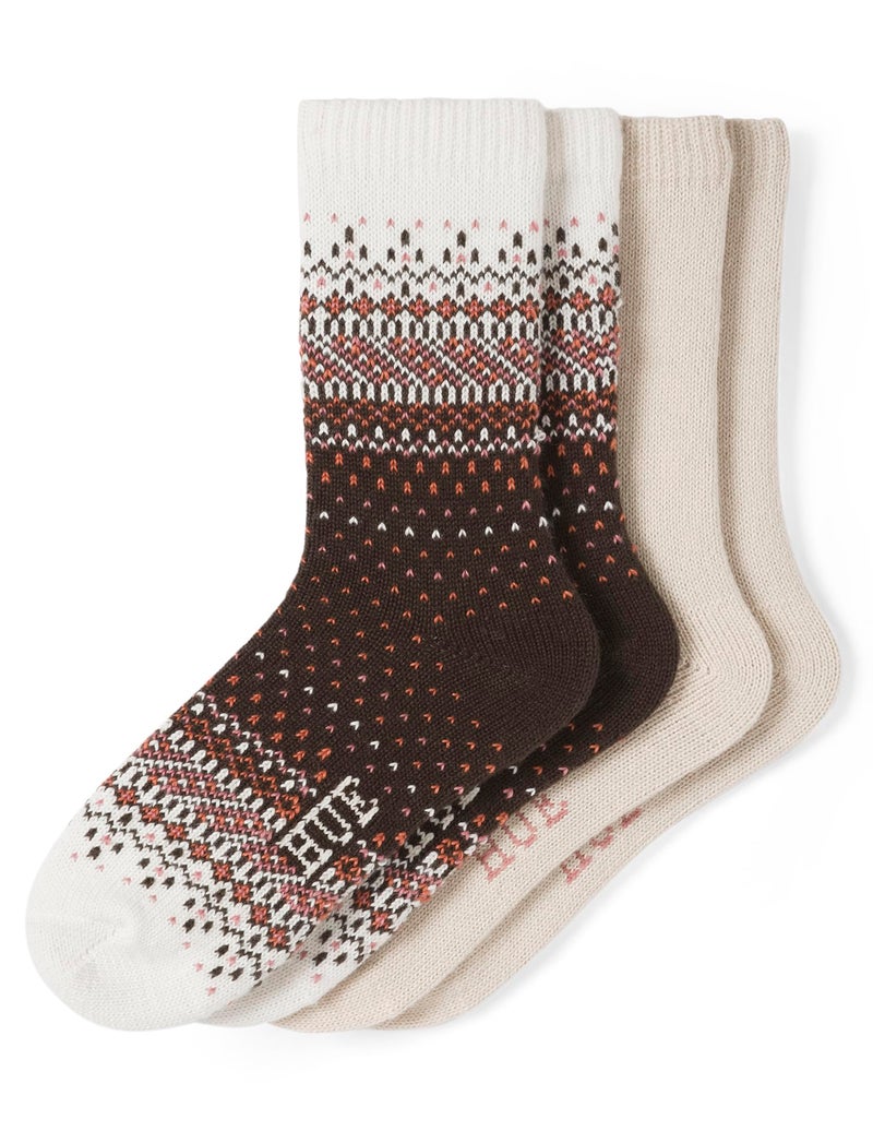 HUE Women's Crew Length Boot Socks, 2 Pair Pack, Brown Ombre Fair Isle, One size - Image 1
