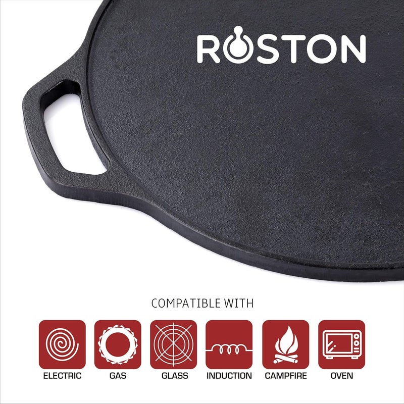 ROSTON Cast Iron Tawa Dosa Cookware Flat Vessel Pre Seasoned Ideal for Cooking Dosa Chapati Pizza Roti ThavaThava Kallu Kitchen Accessories - Image 2