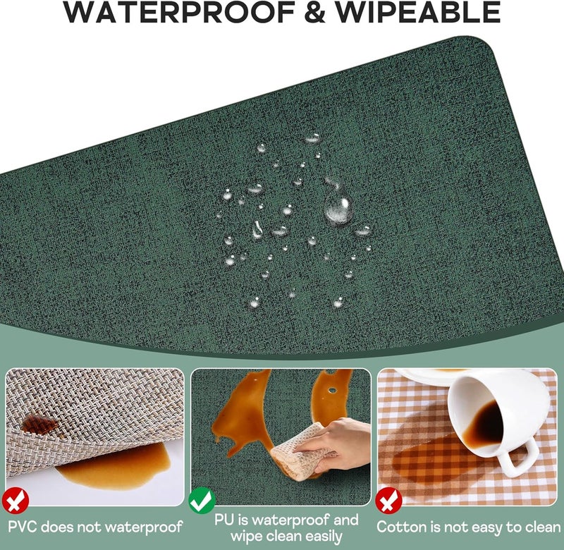 APLKER Placemats and Coaster Sets 6 Table Mats PVC Dual-Sided Washable and Non-Slip Dinner Table Mats Set of 6 for Kitchen Table Mat Indoor Outdoor (Deep Green, 15.8" x 11.8") - Image 4
