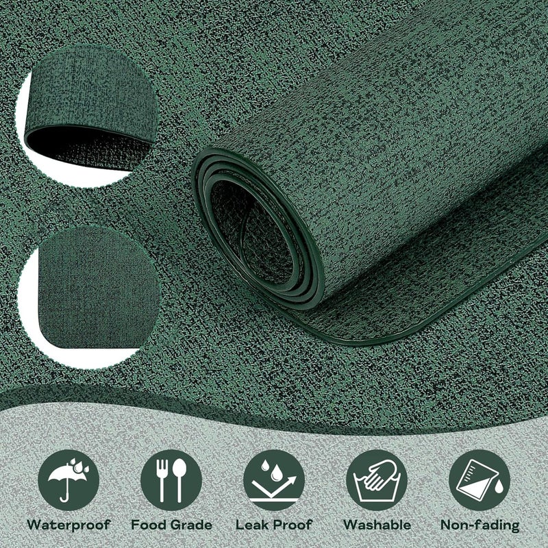 APLKER Placemats and Coaster Sets 6 Table Mats PVC Dual-Sided Washable and Non-Slip Dinner Table Mats Set of 6 for Kitchen Table Mat Indoor Outdoor (Deep Green, 15.8" x 11.8") - Image 3