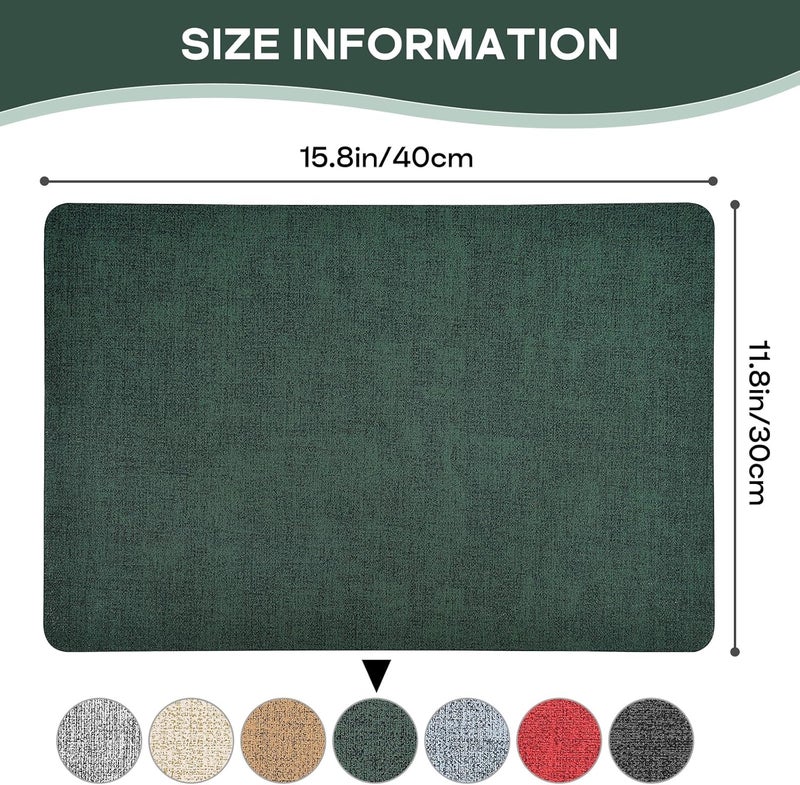 APLKER Placemats and Coaster Sets 6 Table Mats PVC Dual-Sided Washable and Non-Slip Dinner Table Mats Set of 6 for Kitchen Table Mat Indoor Outdoor (Deep Green, 15.8" x 11.8") - Image 2