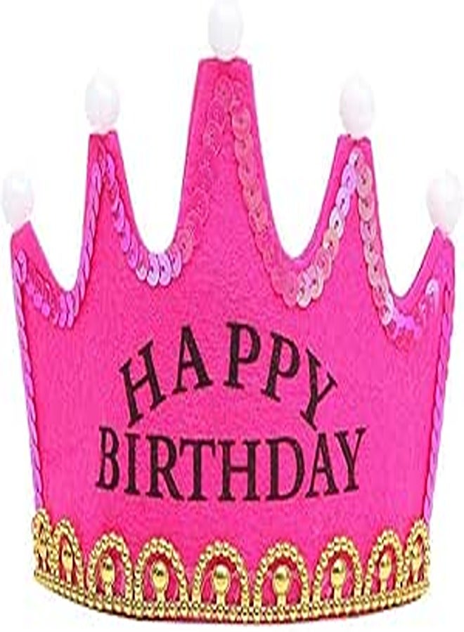 Generic LED Light happy birthday Crown Hat Headband - pink