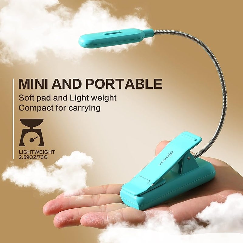 vavofo Clip On Book Light for Bed Kids, 7 LED Reading Light with 9-Level Warm Cool White Daylight, Eye Care Lamp with Power Indicator for Bookworms (Blue) - Image 3