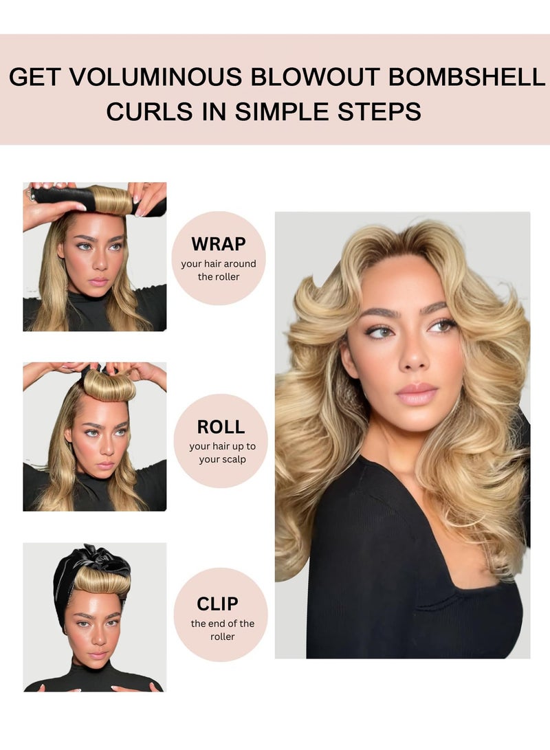 بوتيك 4 قطع منتجعيد الشعر الليلية،  تجعيد الشعر بدون حرارة، ساتان بدون حرارة، قضبان تجعيد الشعر بدون حرارة للشعر القصير والطويل أثناء النوم مع أدوات تصفيف الشعر (بني غامق) - Image 3