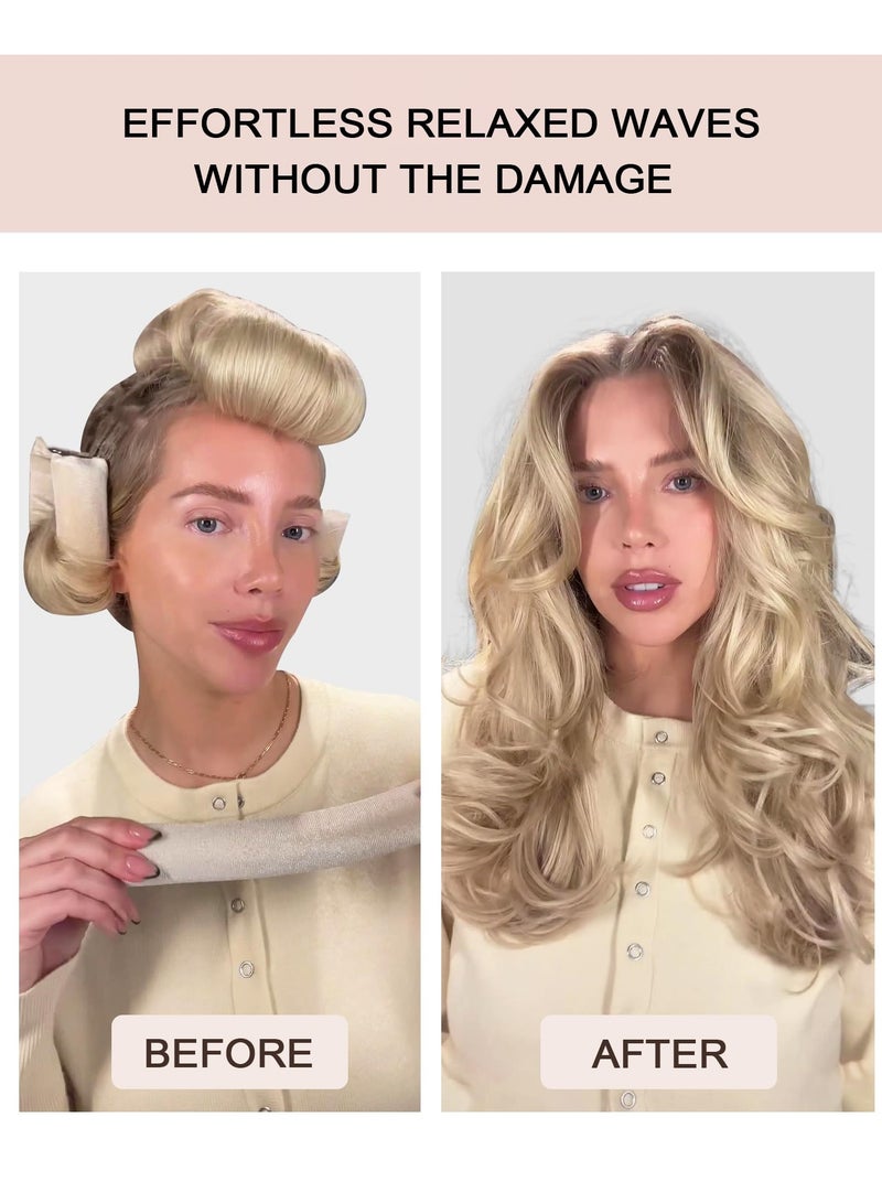 بوتيك 4 قطع منتجعيد الشعر الليلية،  تجعيد الشعر بدون حرارة، ساتان بدون حرارة، قضبان تجعيد الشعر بدون حرارة للشعر القصير والطويل أثناء النوم مع أدوات تصفيف الشعر (بني غامق) - Image 4