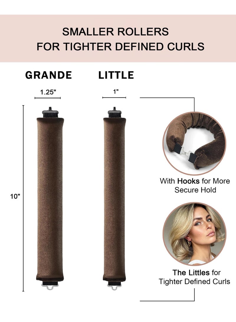 بوتيك 4 قطع منتجعيد الشعر الليلية،  تجعيد الشعر بدون حرارة، ساتان بدون حرارة، قضبان تجعيد الشعر بدون حرارة للشعر القصير والطويل أثناء النوم مع أدوات تصفيف الشعر (بني غامق) - Image 2