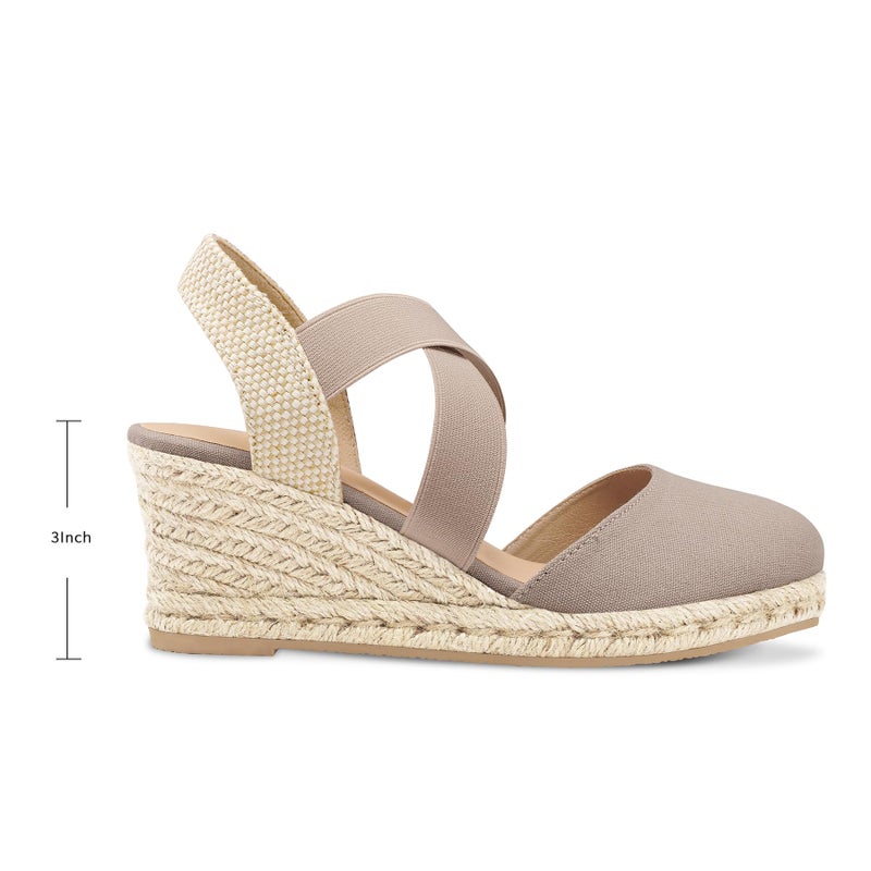 mysoft Women's Closed Toe Crisscross Elastic Ankle Strap Platform Espadrille Wedge Sandals - Image 2