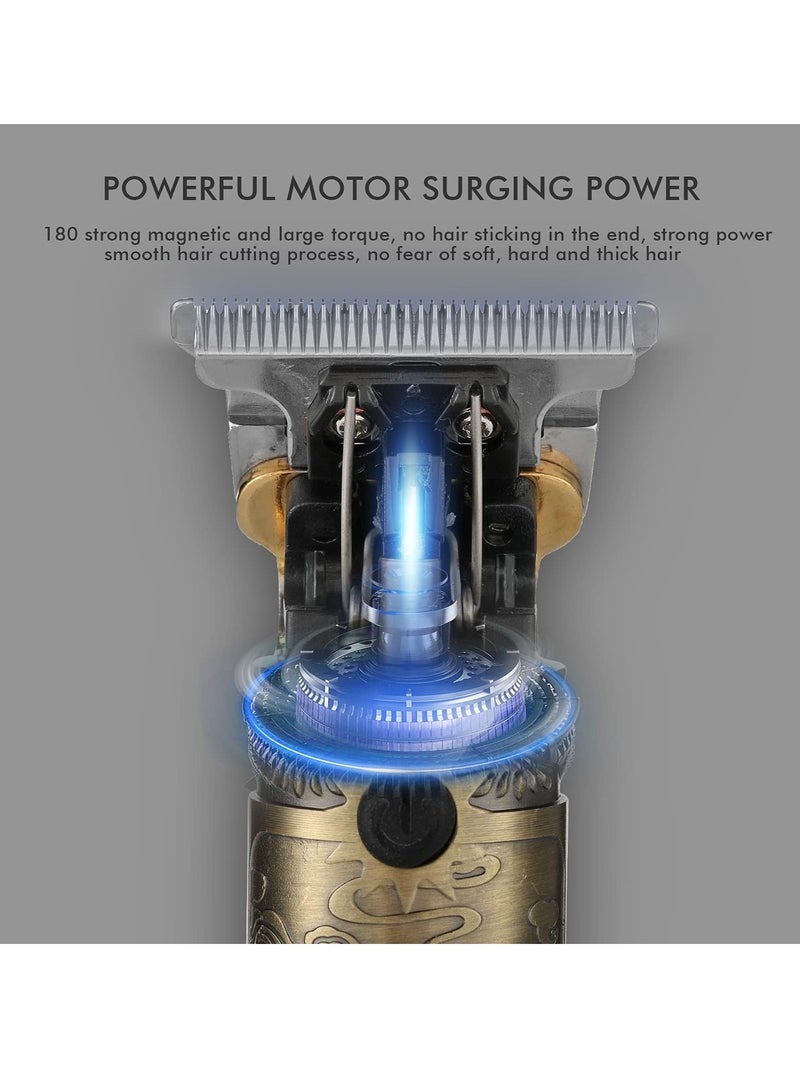 Upgraded Hair Trimmer Beard Clippers for Men Professional USB Electric Hair Clippers for Hair Cutting T Blade Gold Trimmers Pro Li Cordless Outliner Zero Gaped Rechargeable Retro Trimmer LED Display - Image 4