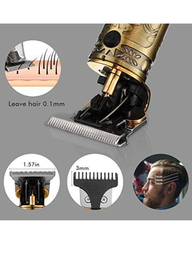 Upgraded Hair Trimmer Beard Clippers for Men Professional USB Electric Hair Clippers for Hair Cutting T Blade Gold Trimmers Pro Li Cordless Outliner Zero Gaped Rechargeable Retro Trimmer LED Display - Image 5