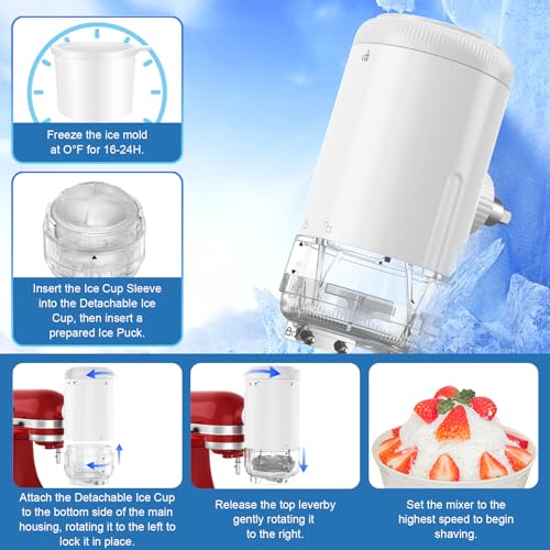 KITOART Shaved Ice Attachment for KitchenAid Stand Mixers with 8 Ice Molds, Ice Shaver Attachment, Snow Cone Attachment/Maker with Coarse and Fine Blades - Image 5