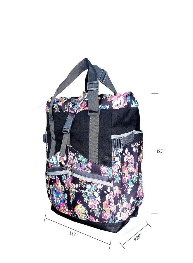 PAPAZAU Rfid Travel Tote Bag 40L Convertible Tote Backpack, Flower Print, Large - Image 2