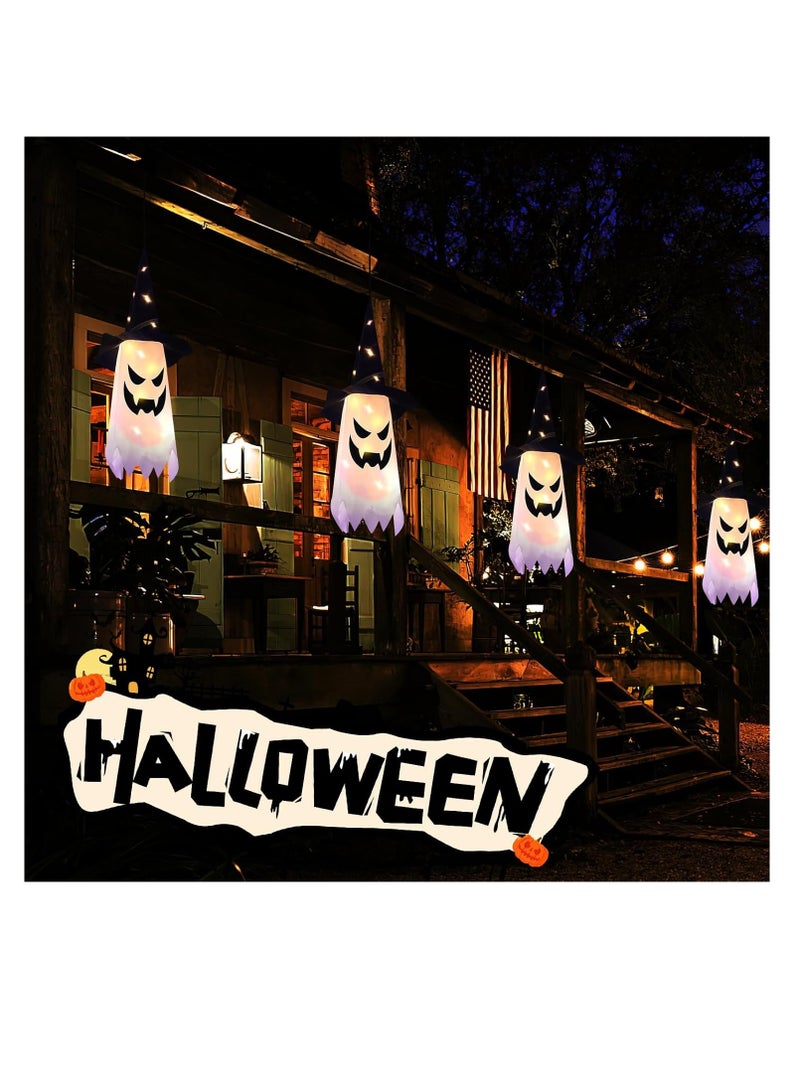 Halloween Decorations Glowing Ghost Witch Hat Halloween String Lights - Indoor/Outdoor Hanging Decor for Home, Garden & Tree (4Pcs) - Image 5