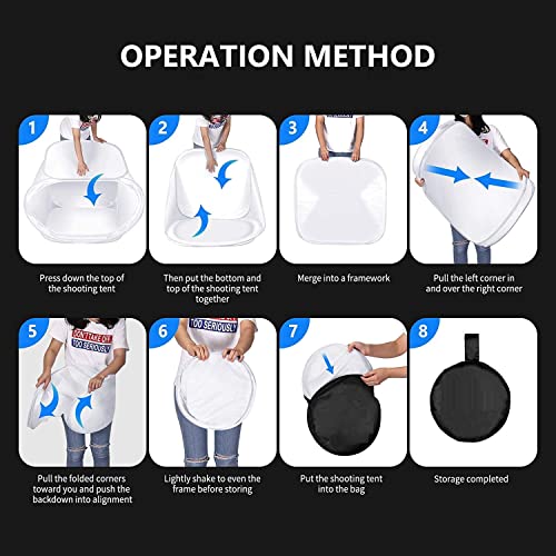 Powerpak 80 x 80 x 80cm Photo Studio Shooting Foldable Light Tent Box Diffusion Soft Box Kit with 4 Chroma Key Backdrops (Red, Dark Blue, Black, White) for Photography - Image 5