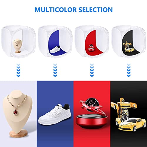 Powerpak 80 x 80 x 80cm Photo Studio Shooting Foldable Light Tent Box Diffusion Soft Box Kit with 4 Chroma Key Backdrops (Red, Dark Blue, Black, White) for Photography - Image 3