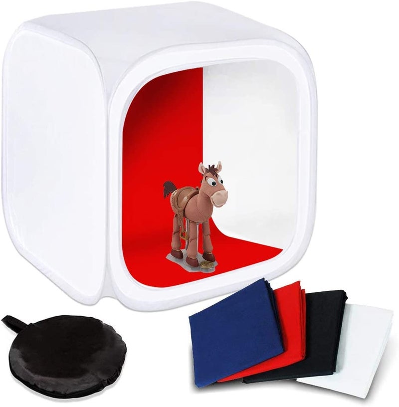 Powerpak 80 x 80 x 80cm Photo Studio Shooting Foldable Light Tent Box Diffusion Soft Box Kit with 4 Chroma Key Backdrops (Red, Dark Blue, Black, White) for Photography - Image 1