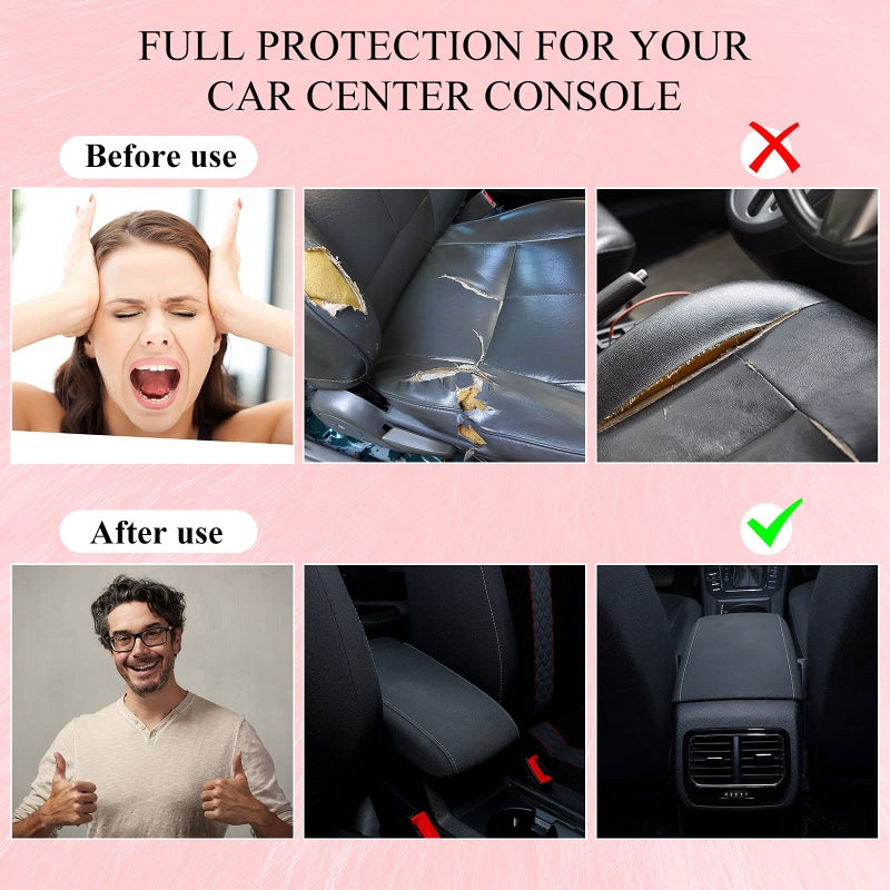 Frienda Furry Armrest Cover Auto Center Console Cover Car Soft Console Pad, Real Sheepskin Wool Soft Fluffy Auto Center Armrest Pad for Most Car Decoration Protector(Light Pink) - Image 3