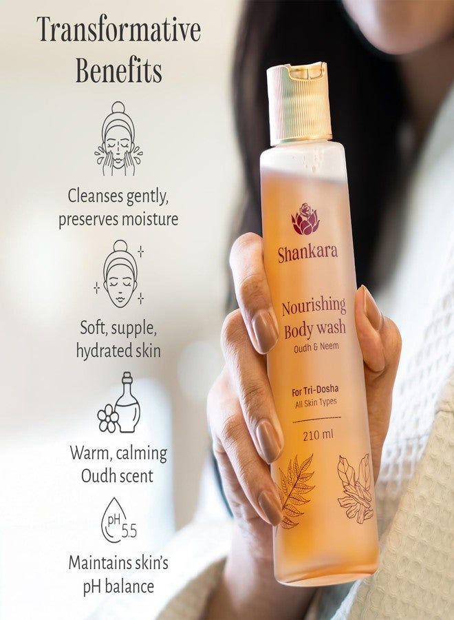 Shankara Nourishing Oudh Body Wash | Luxury Ayurvedic Shower Gel with Oudh, Neem & Honey | Sulfate-Free, pH Balanced Moisturizing & Antibacterial Body Cleanser for Hydrated Skin | Unisex, All Skin Types - 210ml - Image 3