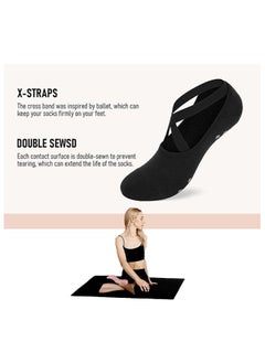 Smartwattz 4 Pairs Yoga Socks 1 Headband For Women Non-Slip Grips & Straps,Washable Ideal for Pilates,Pure Barre, Ballet, Dance, Barefoot Workout, Yoga Socks for Women Grey-Black-Red-Light Grey  - Image 4