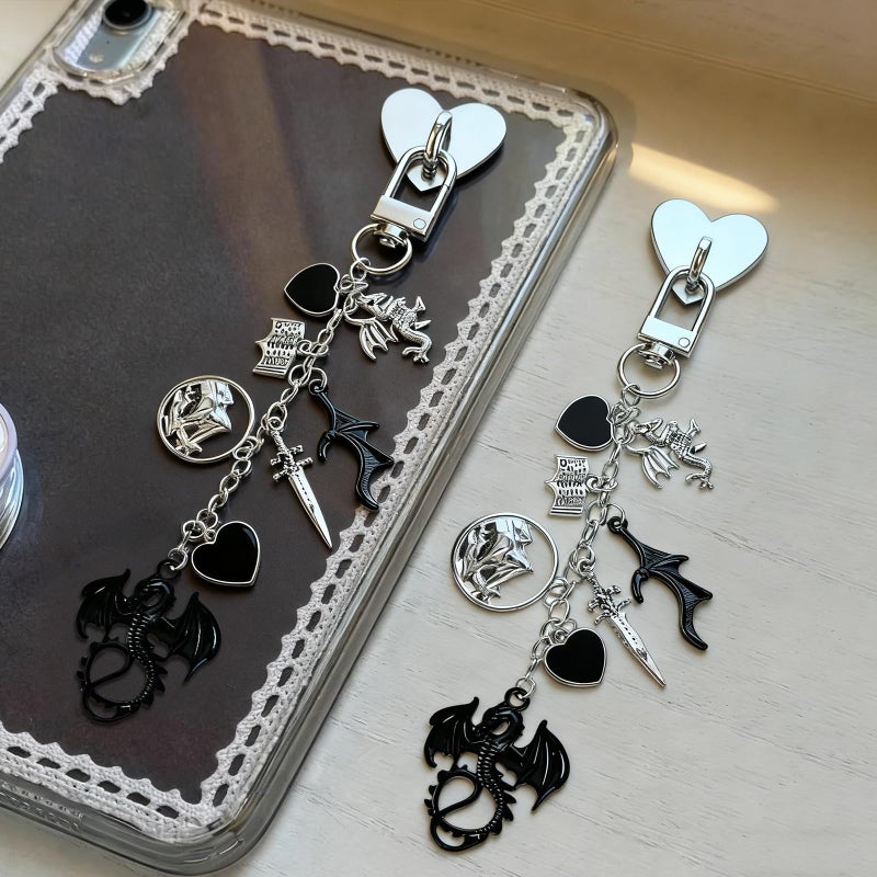 TAKEALOOKO Charm Chains for Kindle - Retro Dragon E-reader Phone Charm Bracelets, Gift for Reader Book Lovers Women Men, Compatible with Kindle E-Reader Phones Decorating Accessories - Image 2