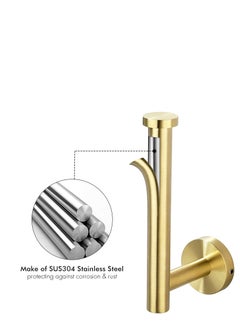 MIXDE Toilet Paper Holder for Bathroom 2 Pack Tissue Holder Dispenser SUS304 Stainless Steel RUSTPROOF Toilet Roll Holder Wall Mount Brushed Gold  - Image 4