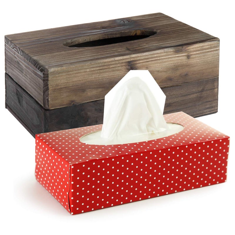 MyGift Rustic Dark Torched Wood Rectangular Tissue Box Holder Cover, Bathroom Facial Tissue Box Cover with Easy Refill Slide Out Bottom - Image 4