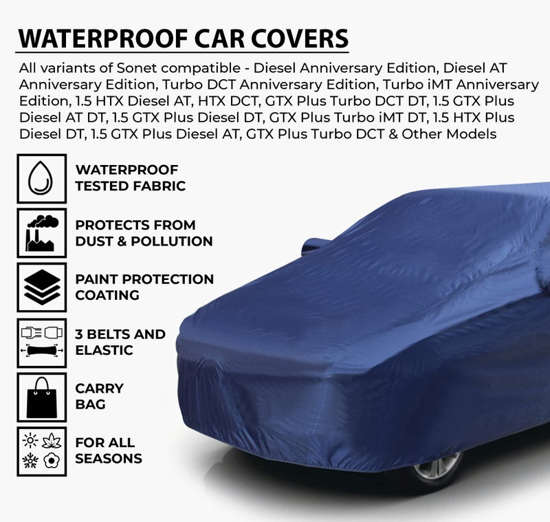 Autofy Car Cover Waterproof TAFO for Kia Sonet [Year 2020 Onwards] - Sonet Car Cover Dust & UV Protection Sonet Car Body Cover with Mirror Pocket Soft Cotton Lining - Image 2