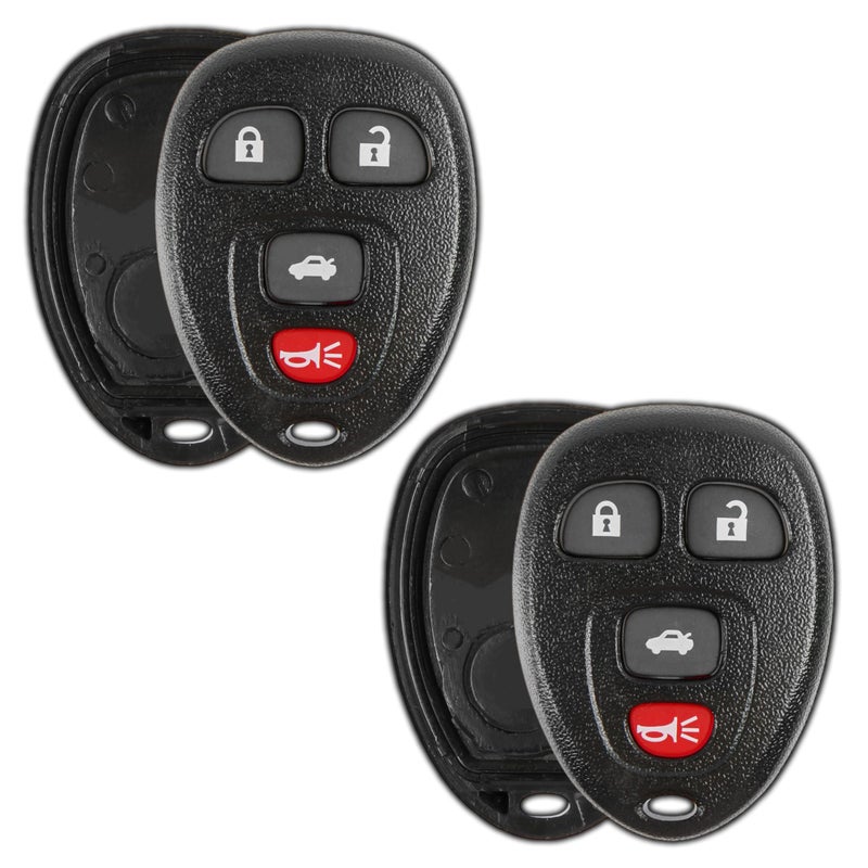 KeylessOption 2X KeylessOption Key Fob Cover Case Replacement for 2006 2007 2008 2009 2010 2011 2012 2013 2014 2015 2016 Buick Cadillac Chevrolet Chevy Remote Shell 4Button 15912859 No Programming Required