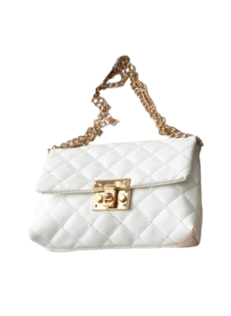 Soko Mesh Buckle Crossbody Bag with Chain: Stylish White Shoulder Purse - Compact Travel Companion for Women - Trendy Handbag with Removable Strap, Ideal for Everyday Use  - Image 1