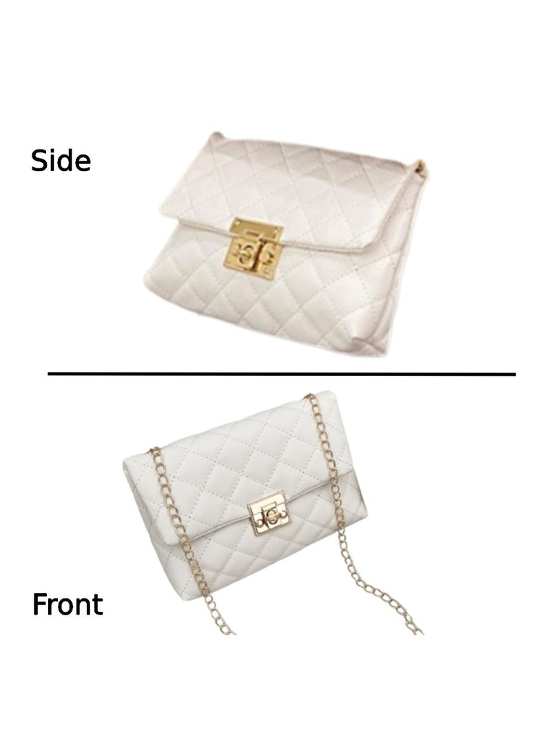 Soko Mesh Buckle Crossbody Bag with Chain: Stylish White Shoulder Purse - Compact Travel Companion for Women - Trendy Handbag with Removable Strap, Ideal for Everyday Use  - Image 2