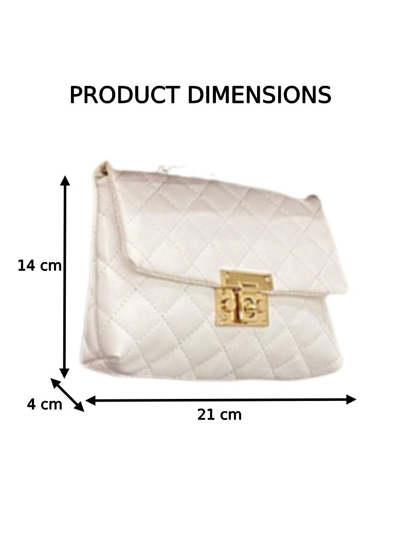 Soko Mesh Buckle Crossbody Bag with Chain: Stylish White Shoulder Purse - Compact Travel Companion for Women - Trendy Handbag with Removable Strap, Ideal for Everyday Use  - Image 3