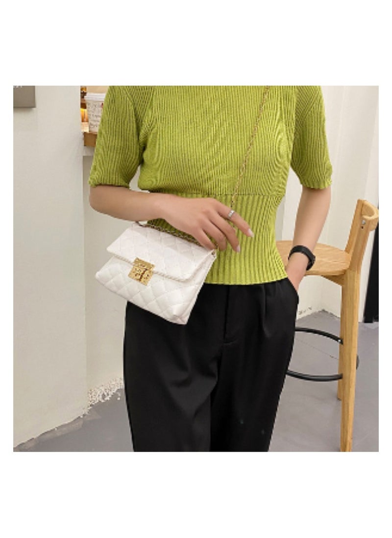 Soko Mesh Buckle Crossbody Bag with Chain: Stylish White Shoulder Purse - Compact Travel Companion for Women - Trendy Handbag with Removable Strap, Ideal for Everyday Use  - Image 5