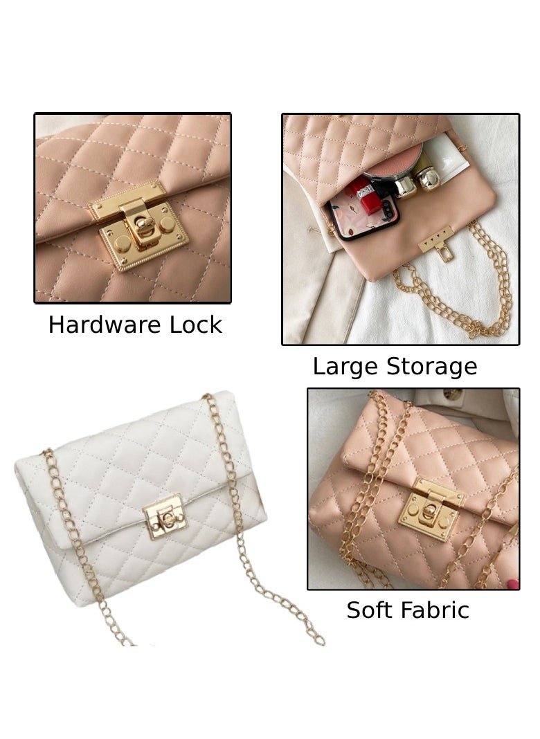 Soko Mesh Buckle Crossbody Bag with Chain: Stylish White Shoulder Purse - Compact Travel Companion for Women - Trendy Handbag with Removable Strap, Ideal for Everyday Use  - Image 4