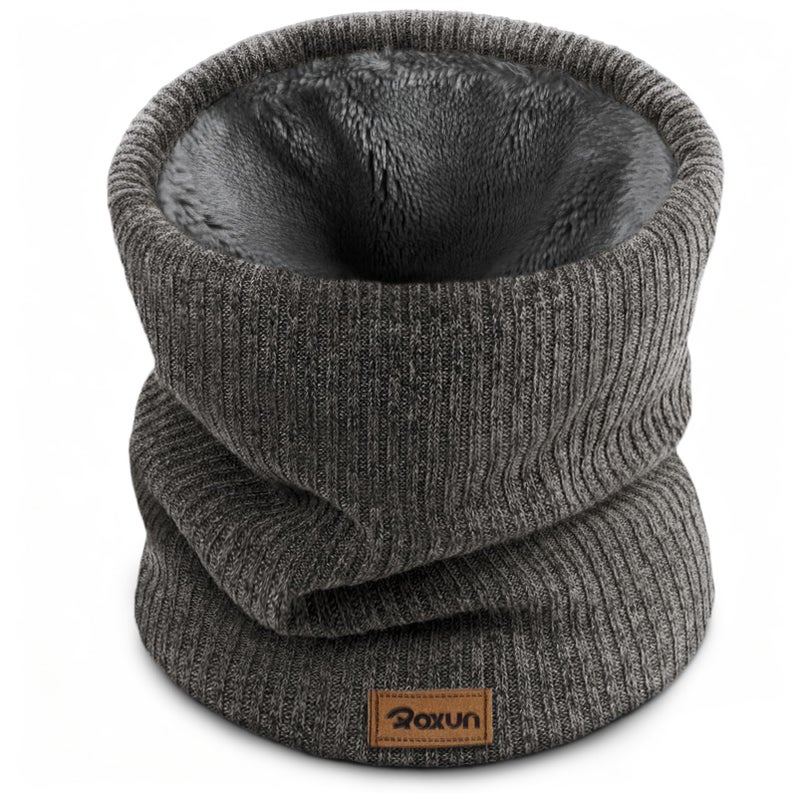 ROXUN Winter Neck Gaiter, Neck Warmer Cover Ski Gaiters for Men/Women Fleece Thick Elegant Stylish Gray - Image 1