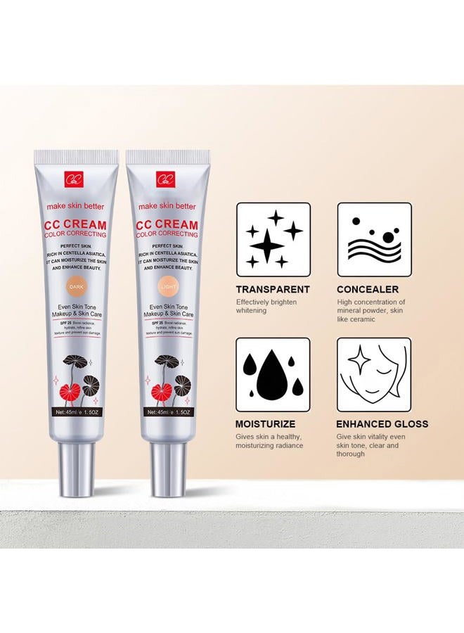Fovcos Color Correcting CC Cream with SPF 25, Coverage Lightweight Foundation, Hydrating Serum, Even Skin Tone Makeup and Skin Care, Boost Radiance, Refine Skin Texture, Avoid Sun Damage (LightLight, 1PCS) - Image 3