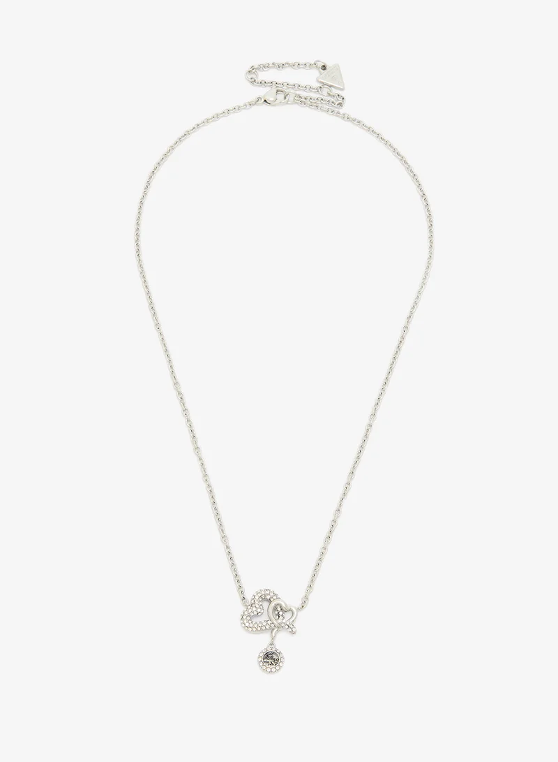 GUESS Pave Hearts Chain Necklace
