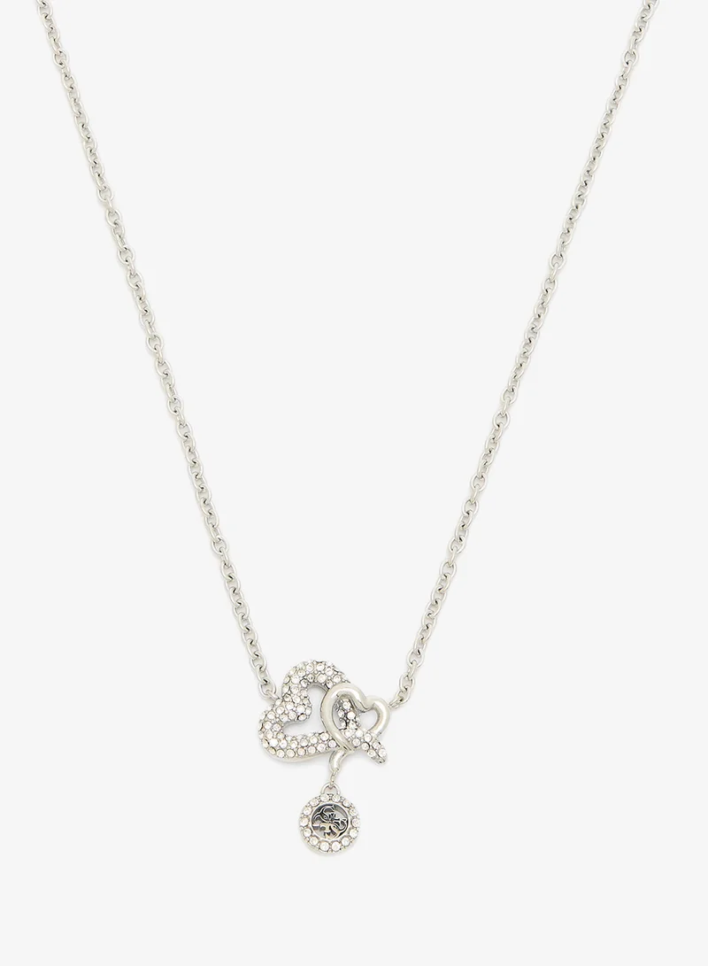 GUESS Pave Hearts Chain Necklace
