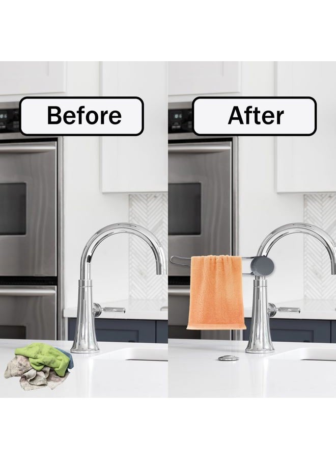 Aogigigio Dish Towel Holder - Dish Rag Holder for Kitchen Sink Dish Cloth Rack Adjustable Stainless Convenient Rag Hanger for Faucet - Image 2