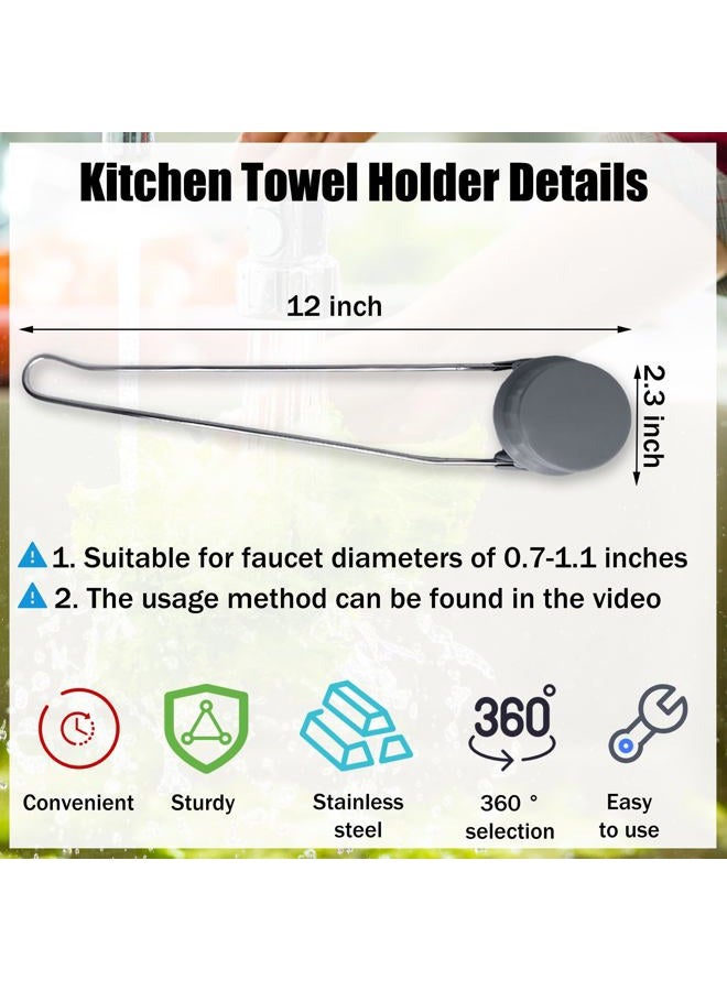 Aogigigio Dish Towel Holder - Dish Rag Holder for Kitchen Sink Dish Cloth Rack Adjustable Stainless Convenient Rag Hanger for Faucet - Image 3