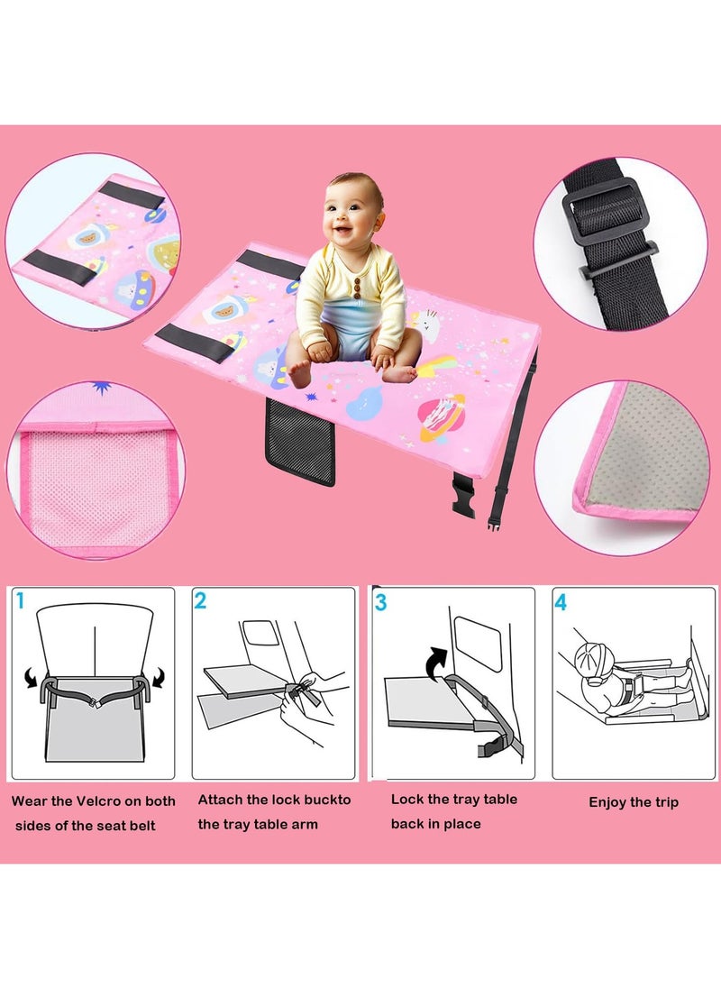 Bebiland Airplane Seat Extender for Toddler Kids, Kids Airplane Travel Bed, Baby Portable Plane Bed Foot Rest for Flight(Pink -Space)  - Image 3