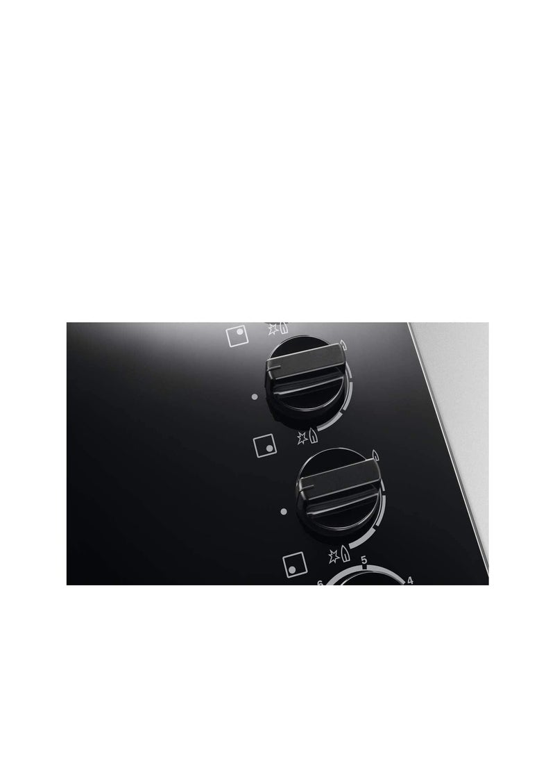 Zanussi Built-In Hot Plate, Gas, with 4 Knobs, Black - ZGO62414BA