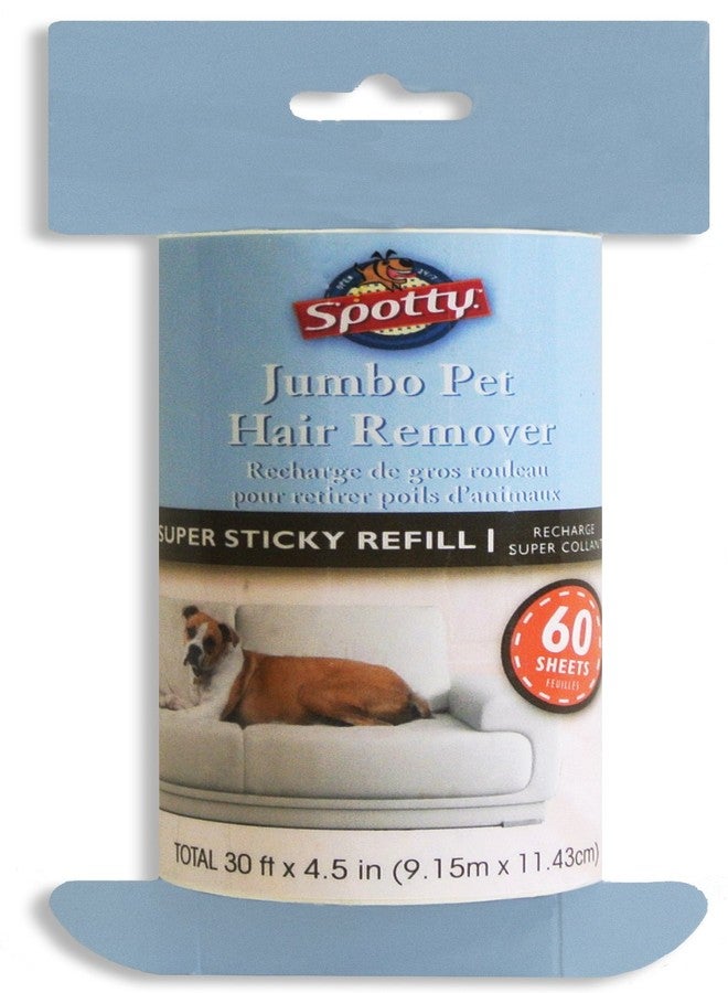 Spotty Jumbo Extra Sticky, Adhesive Lint Roller Refill, Pet Cat & Dog Hair Remover for Clothes and Furniture, 60 Sheet ct - Image 1