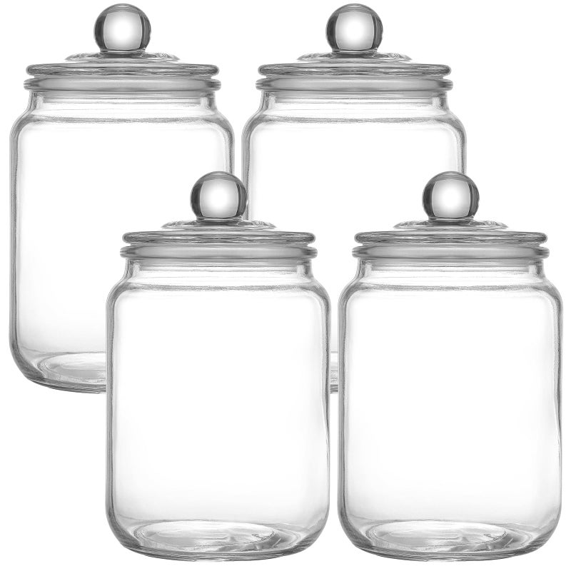 MRZIKPO Glass Jars with Airtight Lid Set of 4, Food Jars 34 oz, Pickle Jars, Canning Jars, Glass Containers, Suitable for Kitchen, Pickles, Flour, Grains, Pasta, Sugar, Herbs, Coffee - Image 1