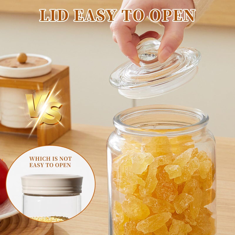 MRZIKPO Glass Jars with Airtight Lid Set of 4, Food Jars 34 oz, Pickle Jars, Canning Jars, Glass Containers, Suitable for Kitchen, Pickles, Flour, Grains, Pasta, Sugar, Herbs, Coffee - Image 3
