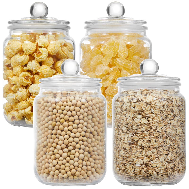 MRZIKPO Glass Jars with Airtight Lid Set of 4, Food Jars 34 oz, Pickle Jars, Canning Jars, Glass Containers, Suitable for Kitchen, Pickles, Flour, Grains, Pasta, Sugar, Herbs, Coffee - Image 2