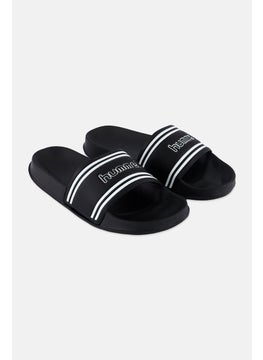 Men Pool Retro Slip On Slides, Black