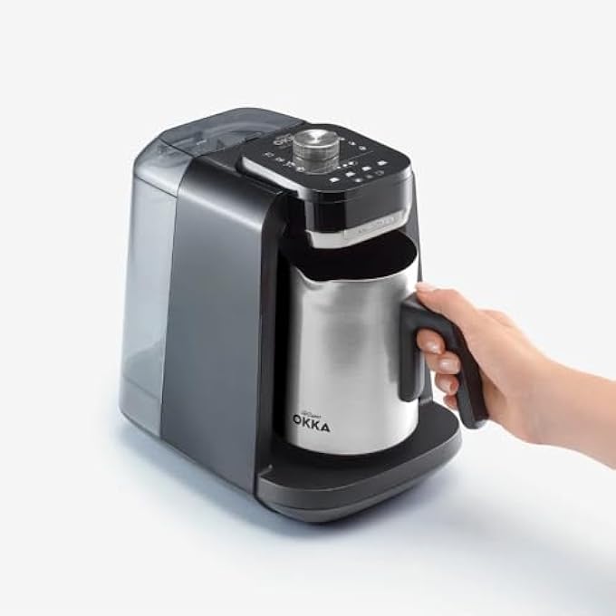 ارزوم اوكا ماكينة صنع القهوة التركية الأوتوماتيكية ريتش برو بلس، مشروبات الحليب، مشروبات ساخنة مختلفة، وعاء من الفولاذ المقاوم للصدأ مع خزان مياه، موافق 00380554، كروم، كابتشينو، ضمان تصنيع لمدة عام - Image 2