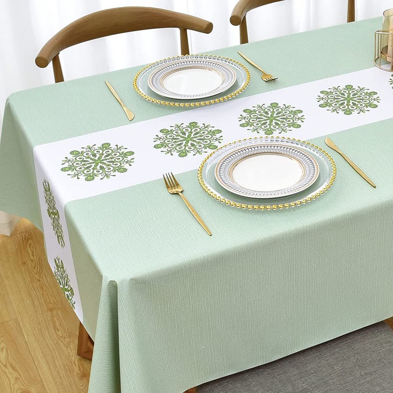 Zobesta Vinyl Table Cloth for Rectangle Tables Plastic Tablecloth PVC Tablecloth Table Cover Waterproof Green Vinyl Tablecloths for Rectangle Tables 55 x 86 Inch 68 Seats Green